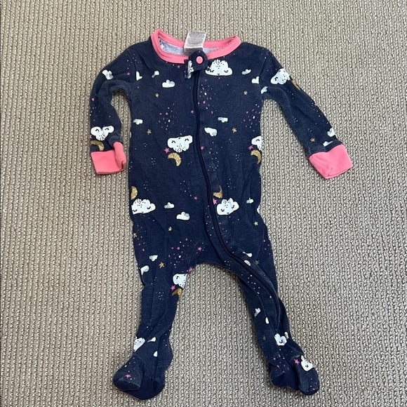 GERBER One Piece Pajama - Navy and Pink - Picture 1 of 7